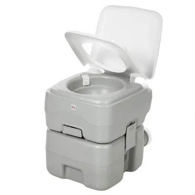 Produktbild von Campingtoilette Reisetoilette max. Tragkraft bis 147 kg 20L für Camping Wandern Reisen Angeln 41,5 x 36,5 x 42 cm Grau