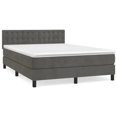 Produktbild von vidaXL Boxspringbett mit Matratze Dunkelgrau 140x200 cm Samt