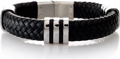 Produktbild von Karisma Männer Massives Leder Armband Mit Edelstahl Elementen Und Beschichtung SB8641 - 22.5 Zentimeter
