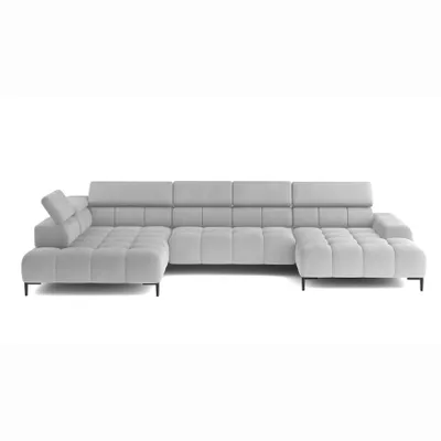 Produktbild von DOMO-HOME Ecksofa PLAZA XL mit elektrischer Relax-Funktion 385x216cm | Modernes Design| Hochwertige Verarbeitung| Verstellbare Kopfstützen| Farbe weiß Solar| Links