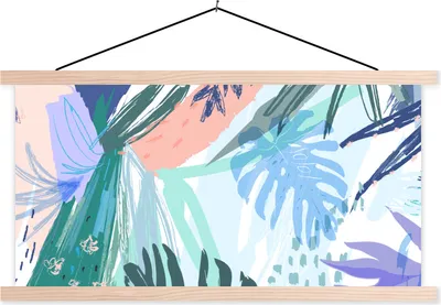 Produktbild von MuchoWow® Textilposter Sommer - Farbe - Tropisch 120x60 cm mit holzfarbenen Rahmen - Klemmleiste