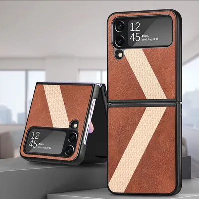 Produktbild von Für Samsung Galaxy Z Flip4 5G Kunstleder / L-Muster Handy Tasche Etuis Hülle Neu