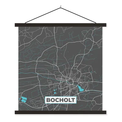 Produktbild von MuchoWow® Textilposter Stadtplan - Deutschland - Blau - Bocholt - Karte 90x90 cm mit schwarzem Rahmen - Magnetisches
