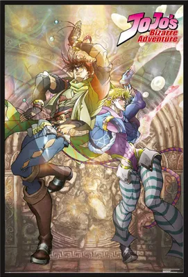 Produktbild von Jojo’s Bizarre Adventure - Poster - Joseph & Caesar + Wechselrahmen, Shinsuke® Maxi Kunststoff schwarz, Acryl-Scheibe