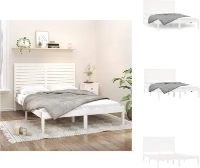 Produktbild von vidaXL Massivholzbett Weiß 120x200 cm -  Betten & Bettgestelle