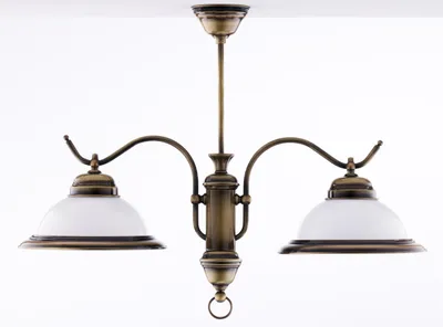 Produktbild von JUPITER Kronleuchter OPAL Klassisch 2-flammig Messing Altgold Weiß E27 Stahl Metall