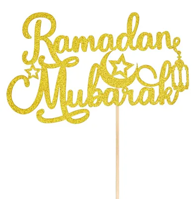 Eid Mubarak Tortenaufsatz, Glitzernde Ramadan Torten-Deko, Gold
