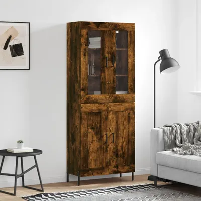 Image de vidaXL Highboard chêne fumé 69,5x34x180 cm bois composite