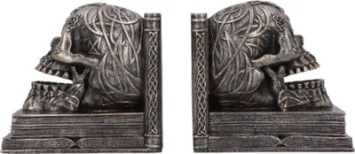 Produktbild von Keltische Totenkopf Buchstützen als Dekoration 2er-Set 13 cm