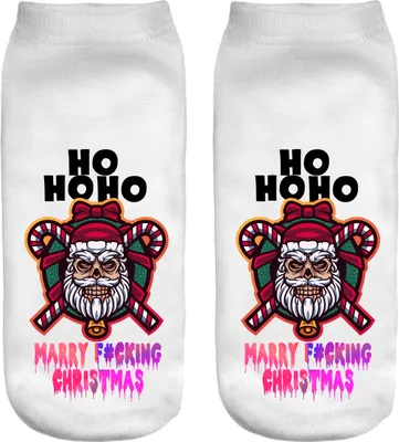 Obrázok produktu pre Vianočné ponožky, tenisky, športové ponožky, dámske ponožky, vtipný 3D motív, Father Christmas & f@ckig [001]