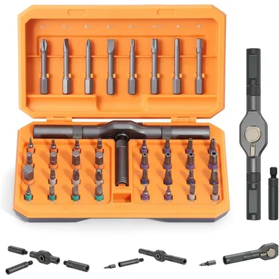 Obrázek produktu pro Sada magnetických šroubováků 42 v 1 s ráčnou, 40 bitů, oranžová barva