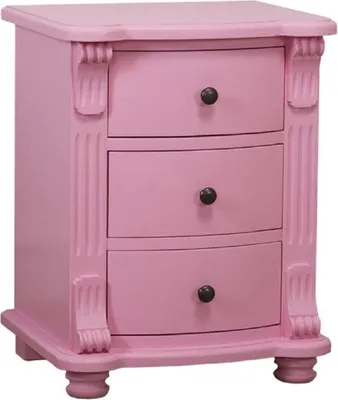 Image de Casa Padrino Table de nuit de style rustique avec 3 tiroirs rose 47 x 39 x H. 60 cm - Commode de nuit en bois massif - Table de nuit - Meubles de chambre à coucher de style rustique