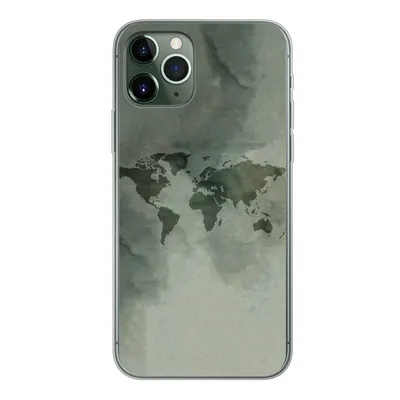 Produktbild von MuchoWow® Handyhülle Schutzhülle Hülle für iPhone 11 Pro Weltkarte - Grün - Grau Silikon Softcase Handy Hülle - Handy
