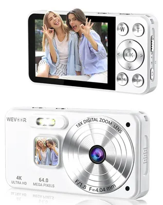 Produktbild von Digitalkamera 4K 32GB, 64MP Autofokus Fotoapparat Fotokamera mit 2,8" Bildschirm, 18X Digitalzoom Kompaktkamera, 2000mAh Tragbare Mini Kamera