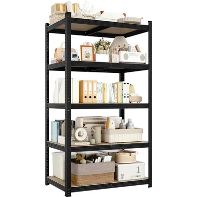 Zdjęcie produktu dla Regały magazynowe Yaheetech do dużych obciążeń, 90x30x180cm, regały piwniczne z regulowanymi półkami MDF, czarne