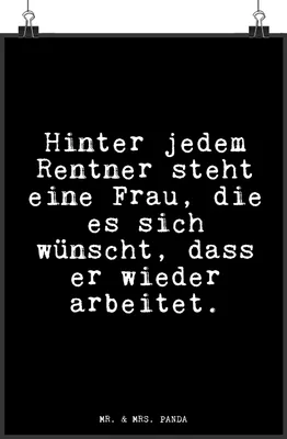Produktbild von Mr. & Mrs. Panda Bild Hinter jedem Rentner steht... DIN A4 - Schwarz - Geschenk, Plakat, kunstdruck poster, Deko, drucke, wanddeko, Sprüche, Pensionierung, Rentnerin