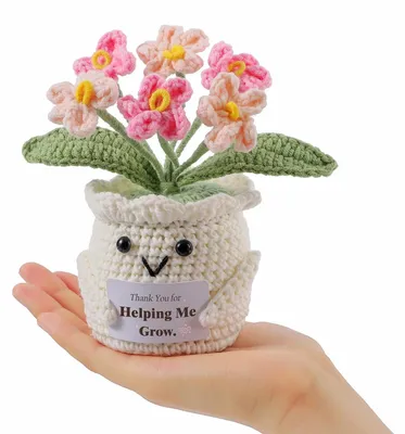 Handgehäkelter Blumenstrauß mit Karte – Geschenk für Frauen