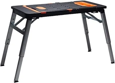 Produktbild von CRISTIANO 7 in 1 Klappbare Werkbank | DIY-Arbeitsplatz | Werktisch | Spanntisch | 150-250 kg Tragkraft | Große Arbeitsfläche | klappbare Werkbank | vielseitiger Werktisch | Pro Regal