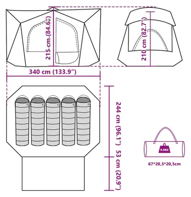 Produktbild von vidaXL Campingzelt 5 Personen Blau Wasserdicht