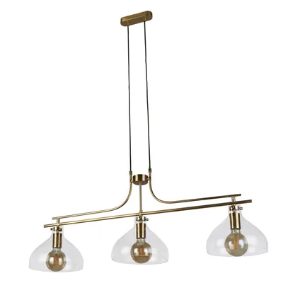 Produktbild von Hängeleuchte Metall Glas E27 H: max. 120 cm in Messing 3-flammig länglich Vintage Design