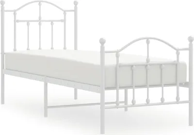 Obrázok produktu pre vidaXL Posteľný rošt s čelom a nohami kovový biely 75x190 cm