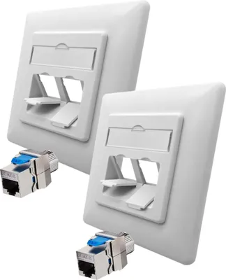 Produktbild von ARLI Set: 2x Cat8.1 Netzwerkdose 1 Port ( 2x Anschlussrahmen + 2x Keystone CAT8.1 ) - Cat8 Set