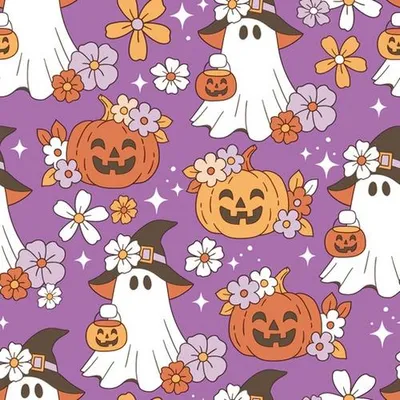 Produktbild von 20 Servietten Happy Halloween Pattern with Ghosts - Geister und Kürbisse lila 33x33cm