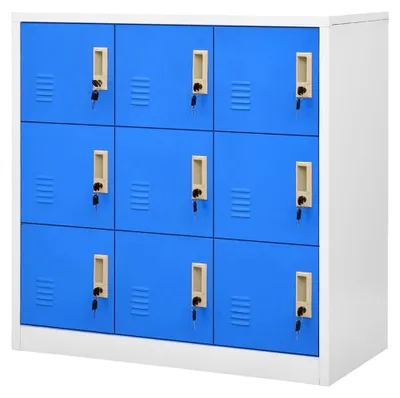 Produktbild von Schließfachschrank in Hellgrau und Blau 90x45x92,5 cm aus Stahl