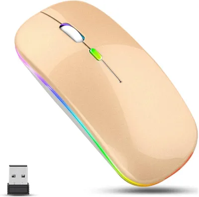 Produktbild von Kabellose Maus, LED Wiederaufladbare Leise schlanke Maus Laptop Wireless Mouse, 2.4G USB Funkmäuse für Laptop, PC, Computer, Mac