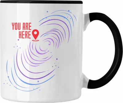 Produktbild von Trendation - Lustige Galaxie-Tasse Spruch "You Are Here" Geschenk für Weltraumliebhaber (Schwarz)