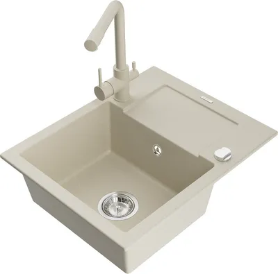 Produktbild von Mexen Enzo 1 Becken-Granitspüle mit Abtropffläche und Mischbatterie Duero, Beige - 6506-69-671600-69