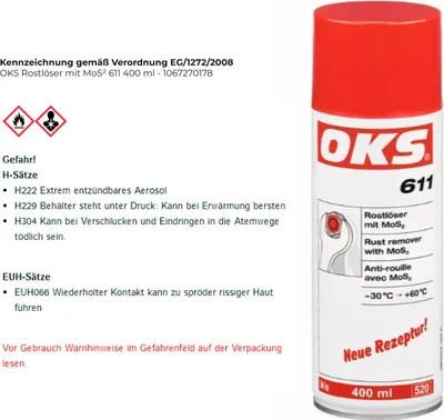 Zdjęcie produktu dla OKS Odrdzewiacz z MoS² OKS 611 400 ml