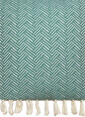 Produktbild von Unyqoos® Vienna Plaid – Wolldecke 160x250 cm, Eukalyptusgrün, Wolle mit Baumwollanteil, leicht und wärmend, für Einzelbett oder Fußende eines großen Doppelbetts
