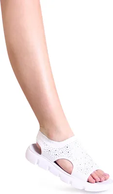 Produktbild von topschuhe24 2804 Damen Sportliche Riemchen Glitzer Sandalen, Farbe:Weiß, Größe:36 EU