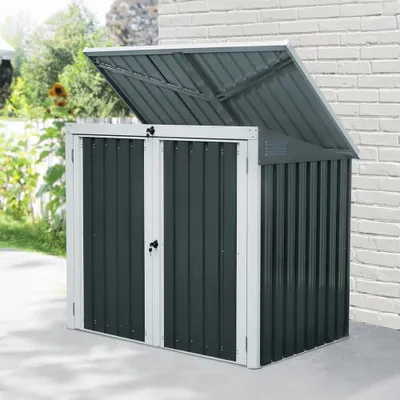 Produktbild von HOME DELUXE - Mülltonnenbox BASURA M - Maße 158 x 101 x 134 cm, Raumfläche 1,3 m² - für 2x 240 L Mülltonnen I Mülltonnenbox, Gartenbox