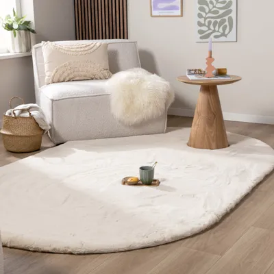 Produktbild von Volero - Hochflor Teppich Oval - Comfy Supreme Creme - 122x183 cm - Wohnzimmer, Schlafzimmer - Industrielle, Ländlich, Modern, Skandinavisch