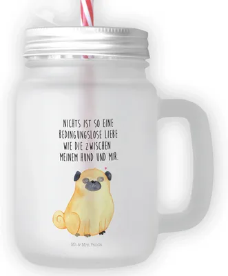 Produktbild von Mr. & Mrs. Panda Glas Mops - Transparent - Geschenk, Mit Schraubverschluss, Mason Jar, Cocktailglas, Liebe, Hund, Knuffig, Pure, Trinkglas, Sprüche