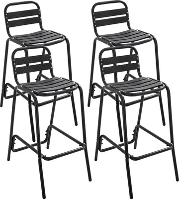 Produktbild von Set mit 4 Hochstühlen aus schwarzem Aluminium - Oviala Soho
