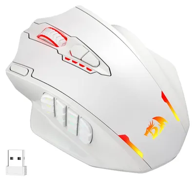 Image de Souris de jeu MMO sans fil Redragon M913, éclairage RGB, 16000 DPI, couleur blanche