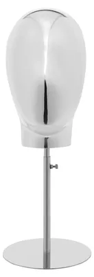Produktbild von Perückenkopf Ständer - Verstellbarer Perückenhalter - Höhe 45–58 cm - Kopfumfang 52 cm - Sockeldurchmesser 17 cm - Metall/Kunststoff - Silber
