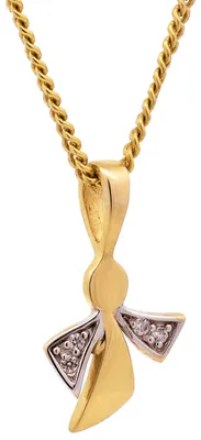 Produktbild von Anhänger Engel Zirkonia  333 Gold  mit vergoldeter Silberkette 50 cm