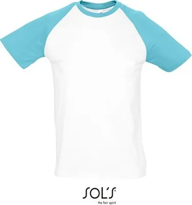 Obrázek produktu pro SOLs 11190 | Pánské tričko Raglan Funky 150 - barva: bílá/modrá - velikost: 3XL