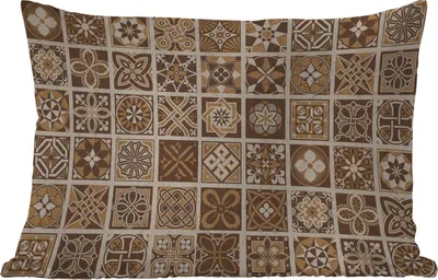 Produktbild von MuchoWow® Outdoor Kissen - Design - Blumen - Braun - Natur - Vintage - 50x30 cm - Wetterfest - Lounge Kissen - Sofa kissen - Wohnzimmer Dekoration
