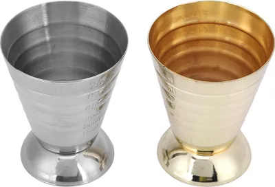 Imagen del producto de 2 unidades. Vaso medidor multifuncional de acero inoxidable 304 para cócteles y vino, ideal para bartenders. Capacidad: 75 ml. Suministro para bares