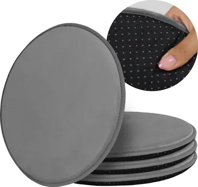 Produktbild von Domarex Rundes Sitzkissen Set für Stühle Weich Rutschfest Langlebig, Grau 36cm (set mit 4 Teilen)