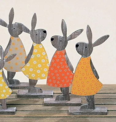Produktbild von Dekoaufsteller Osterhase Holz H.27 cm orange
