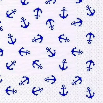 Produktbild von 20 Servietten Anchor Blue - Kleine Anker auf weiß 33x33cm