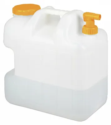 Image de Bidon d'eau Relaxdays avec robinet, 25 litres, plastique sans BPA, couvercle à large ouverture, poignée, bidon de camping, blanc/orange