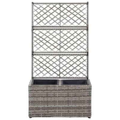 Zdjęcie produktu dla Donica Z Kratką I 2 Wkładami, 58X30X107 Cm, Polirattan, Szara Lumarko!