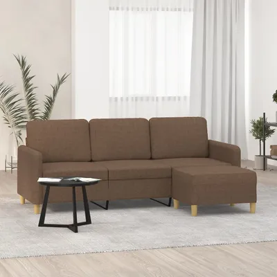 Produktbild von CLORIS 3-Sitzer-Sofa mit Hocker Braun 180 cm Stoff, 34,5 kg